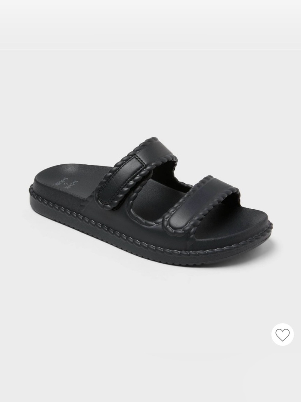 Ladies Size 10 NEW Shade & Shore Black Double-Strap Slide Sandals